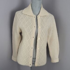 Vintage Cream Mohair Knit Cardigan